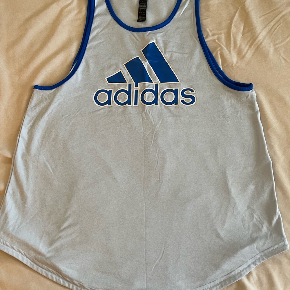Adidas Blue and White Tank Top